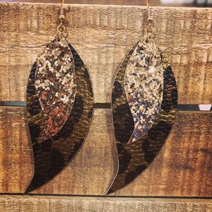 Leather feather earrings